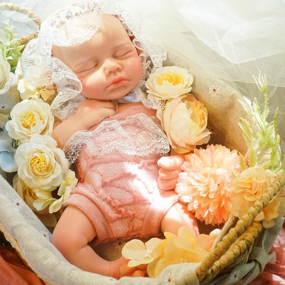 12.21 in Full Silicone Reborn Ivory Baby Girl Dolls Lifelike 2.42LB Weight Baby - Picture 1 of 7